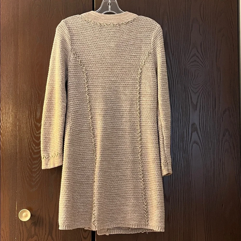 Coldwater Creek tan/ cream knit long sweater. Size Medium.
